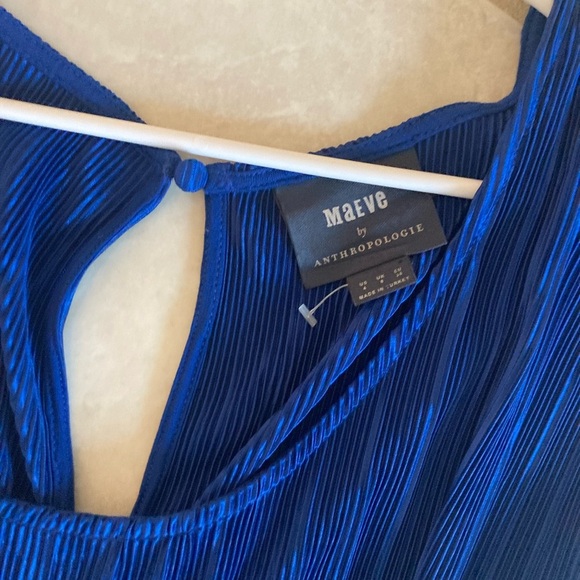 EUC Anthropologie Maeve Sonata Blue Crinkle Shimmer Pantsuit Jumpsuit 4 - Picture 13 of 14